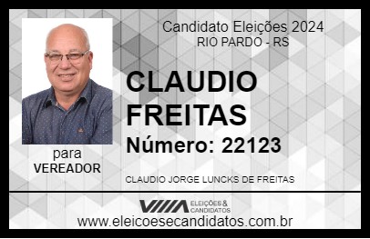 Candidato CLAUDIO FREITAS 2024 - RIO PARDO - Eleições