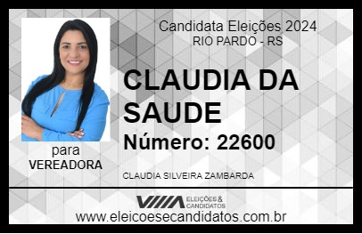 Candidato CLAUDIA DA SAUDE 2024 - RIO PARDO - Eleições