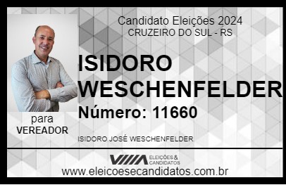 Candidato ISIDORO WESCHENFELDER 2024 - CRUZEIRO DO SUL - Eleições