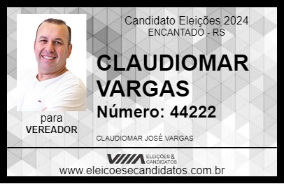 Candidato CLAUDIOMAR VARGAS 2024 - ENCANTADO - Eleições