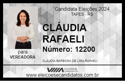 Candidato CLÁUDIA RAFAELI 2024 - TAPES - Eleições