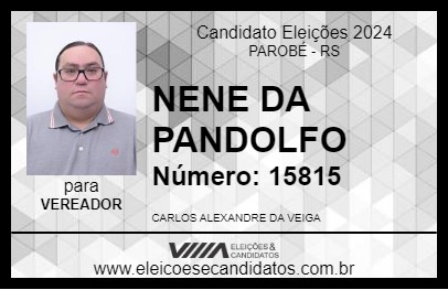 Candidato NENE DA PANDOLFO 2024 - PAROBÉ - Eleições