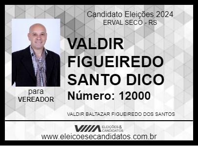 Candidato VALDIR FIGUEIREDO SANTO DICO 2024 - ERVAL SECO - Eleições