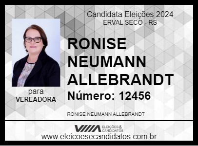 Candidato RONISE NEUMANN ALLEBRANDT 2024 - ERVAL SECO - Eleições