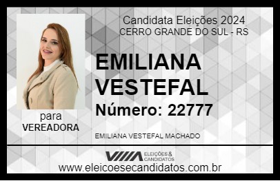 Candidato EMILIANA VESTEFAL 2024 - CERRO GRANDE DO SUL - Eleições