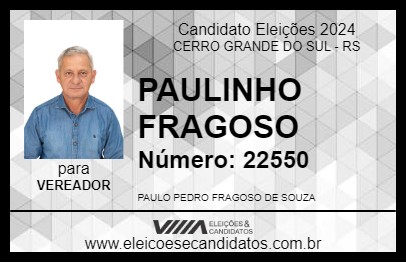 Candidato PAULINHO FRAGOSO 2024 - CERRO GRANDE DO SUL - Eleições