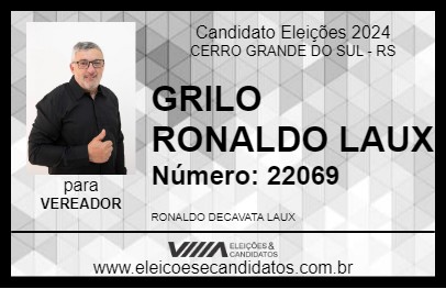 Candidato GRILO RONALDO LAUX 2024 - CERRO GRANDE DO SUL - Eleições