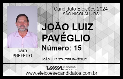 Candidato JOÃO LUIZ PAVÉGLIO 2024 - SÃO NICOLAU - Eleições