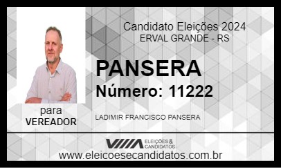 Candidato PANSERA 2024 - ERVAL GRANDE - Eleições