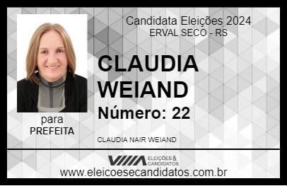 Candidato CLAUDIA WEIAND 2024 - ERVAL SECO - Eleições