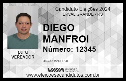 Candidato DIEGO MANFROI 2024 - ERVAL GRANDE - Eleições