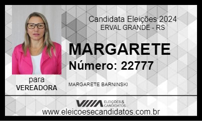 Candidato MARGARETE 2024 - ERVAL GRANDE - Eleições