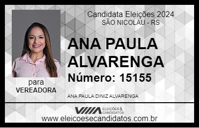 Candidato ANA PAULA ALVARENGA 2024 - SÃO NICOLAU - Eleições