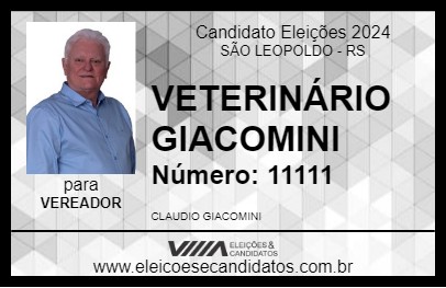 Candidato VETERINÁRIO GIACOMINI 2024 - SÃO LEOPOLDO - Eleições