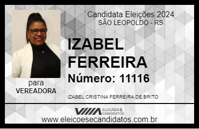 Candidato IZABEL FERREIRA 2024 - SÃO LEOPOLDO - Eleições