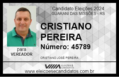 Candidato CRISTIANO PEREIRA 2024 - GUARANI DAS MISSÕES - Eleições