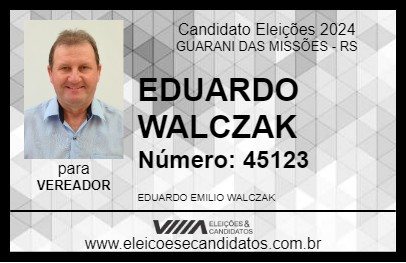 Candidato EDUARDO WALCZAK 2024 - GUARANI DAS MISSÕES - Eleições