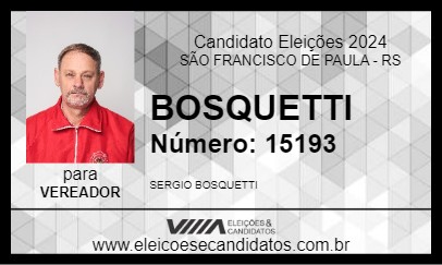 Candidato BOSQUETTI 2024 - SÃO FRANCISCO DE PAULA - Eleições