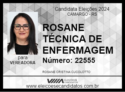 Candidato ROSANE TÉCNICA DE ENFERMAGEM 2024 - CAMARGO - Eleições