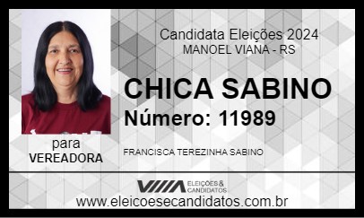 Candidato CHICA SABINO 2024 - MANOEL VIANA - Eleições