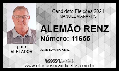 Candidato ALEMÃO RENZ 2024 - MANOEL VIANA - Eleições