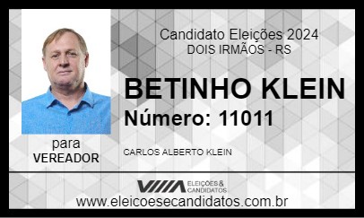 Candidato BETINHO KLEIN 2024 - DOIS IRMÃOS - Eleições