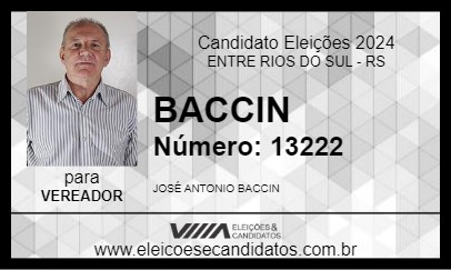 Candidato BACCIN 2024 - ENTRE RIOS DO SUL - Eleições