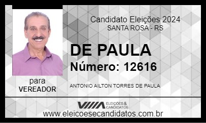 Candidato DE PAULA 2024 - SANTA ROSA - Eleições