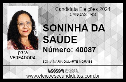 Candidato SONINHA DA SAÚDE 2024 - CANOAS - Eleições