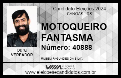 Candidato MOTOQUEIRO FANTASMA 2024 - CANOAS - Eleições