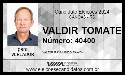 Candidato VALDIR TOMATE 2024 - CANOAS - Eleições