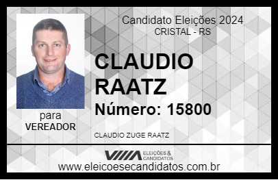 Candidato CLAUDIO RAATZ 2024 - CRISTAL - Eleições