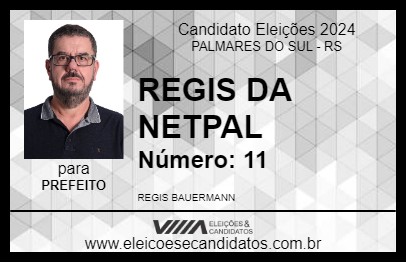 Candidato REGIS DA NETPAL 2024 - PALMARES DO SUL - Eleições