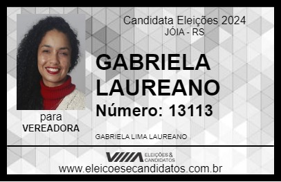 Candidato GABRIELA DE LIMA LAUREANO 2024 - JÓIA - Eleições