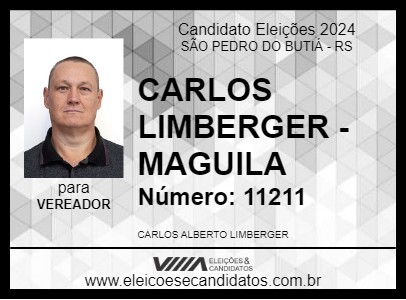 Candidato CARLOS LIMBERGER - MAGUILA 2024 - SÃO PEDRO DO BUTIÁ - Eleições