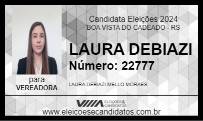 Candidato LAURA DEBIAZI 2024 - BOA VISTA DO CADEADO - Eleições