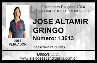 Candidato JOSE ALTAMIR GRINGO 2024 - GRAMADO DOS LOUREIROS - Eleições