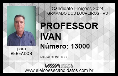 Candidato PROFESSOR IVAN 2024 - GRAMADO DOS LOUREIROS - Eleições