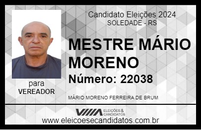 Candidato MESTRE MÁRIO MORENO 2024 - SOLEDADE - Eleições