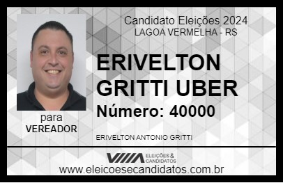 Candidato ERIVELTON GRITTI UBER 2024 - LAGOA VERMELHA - Eleições