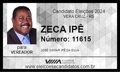 Candidato ZECA IPÊ 2024 - VERA CRUZ - Eleições