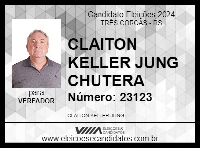 Candidato CLAITON KELLER JUNG CHUTERA 2024 - TRÊS COROAS - Eleições