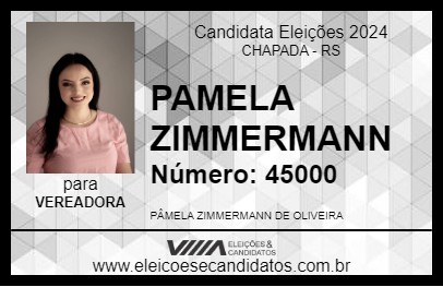 Candidato PAMELA ZIMMERMANN 2024 - CHAPADA - Eleições