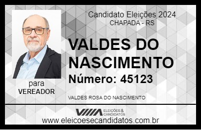 Candidato VALDES DO NASCIMENTO 2024 - CHAPADA - Eleições