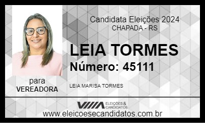 Candidato LÉIA TORMES 2024 - CHAPADA - Eleições