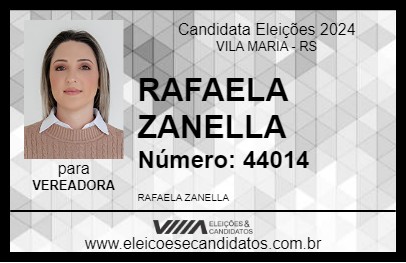 Candidato RAFAELA ZANELLA 2024 - VILA MARIA - Eleições