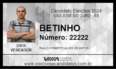 Candidato BETINHO 2024 - SÃO JOSÉ DO OURO - Eleições