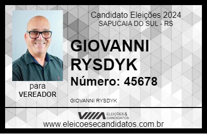 Candidato GIOVANNI RYSDYK 2024 - SAPUCAIA DO SUL - Eleições