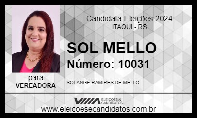 Candidato SOL MELLO 2024 - ITAQUI - Eleições