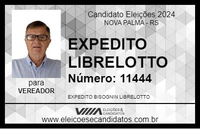 Candidato EXPEDITO LIBRELOTTO 2024 - NOVA PALMA - Eleições